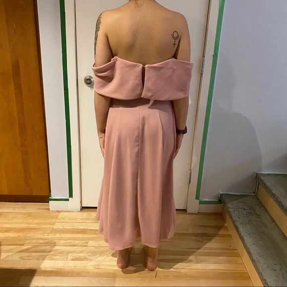 ASOS Bardot Fold Over Midi Prom Dress - Picture 7 of 8